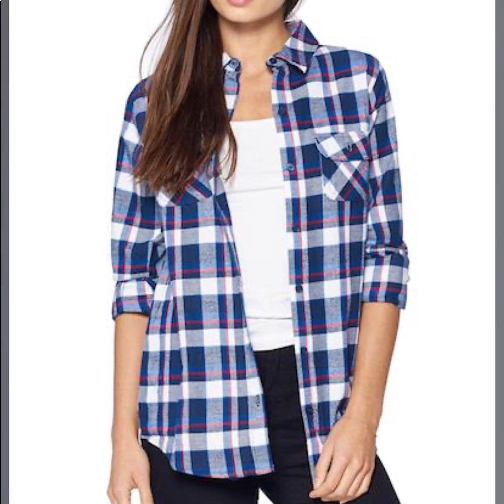 Ladies Plaid Button Up